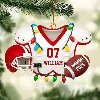 Personalized Football Ornament, Custom Name Acrylic Christmas Decoration with Jersey, Helmet and Ball Design, Sports Tree Keepsake Gift for Player, Coach, Team, Idea 15