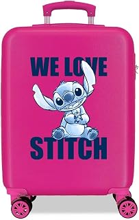 Disney Adorable Stitch Moods Hard Cabin Suitcase ABS Side Combination Lock 4 Wheels Double Hand Luggage, We Love (We Love), One Size, Kids Suitcase