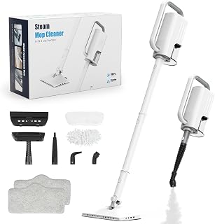 6-in-1 Steam Mop, 1200W Rotated Steam Cleaner for Home, 2 Modes, 400ML Removable Tank, 23FT Power Cord, 2 Pads, Multi-Surface Steamer for Hard Floor, Laminate Floor, Tiles Cleaning (Snow White)