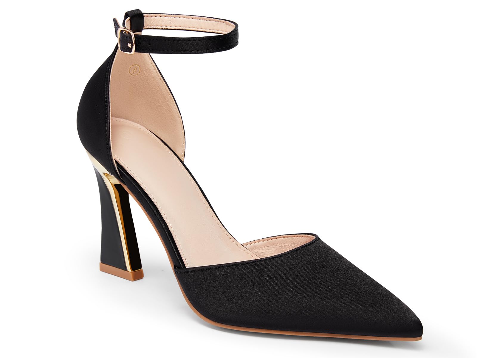 Womens Pumps Point Closed Toe High Heels Ankle Strap Heeled Sandals