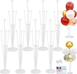 8 Pack Balloon Stand Kit For Table, Balloon Sticks with Bases | Table Balloon Centerpiece Stands for Birthday Wedding Graduation Baby Shower Gender Reveal, Reusable Holder kit