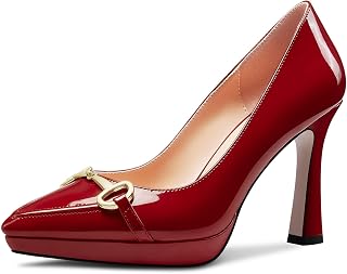 Castamere Women's High Platform Heel Heel Pointed Toe Slip-On Metal Chain Pumps Wedding Office Casual 10 CM Heels