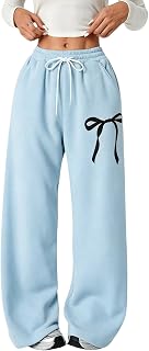 Verdusa Girl's Bow Baggy Sweatpants Wide Leg Athletic Pants with Pockets