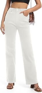 Women High Waist Jeans Straight Leg Elastic Fashion Wide Leg Tummy Control Loose Fit Jeans