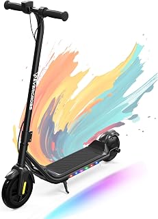 EVERCROSS E6 Kids Electric Scooter, Bluetooth Music, Up to 20 km Range | 7 inch tyres kids scooter, 7-colour LED lights, LED display,3 modes up to 16 km/h, electric scooter for ages 6–12
