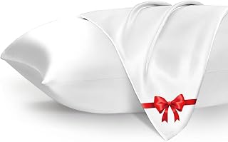 mikimini Satin Pillowcase with Zipper, 100% Soft akin Silk Pillowcase 20x36 Inches, Cooling Satin Pillowcase for Hair & Skin, Machine Washable Advanced Satin King (Ivory White)