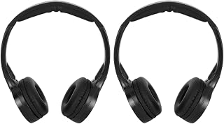 Kuuleyn Car Earphone, 2 Channel Cordless Infrared IR Stereo Audio Headphone Earphone for Car Headrest DVD（two headphones）