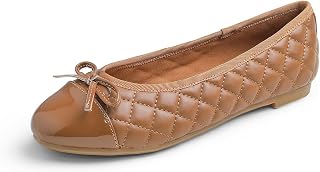 Feversole Women's Fashion Bow Tie Fashion Dress Quilted Ballet Flat, Round Toe Ballerina for Women