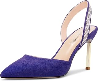 Castamere Women's High Heel Pointed Toe Pumps Slingback Slip-on Diamond Crystal 8.5 CM Heels