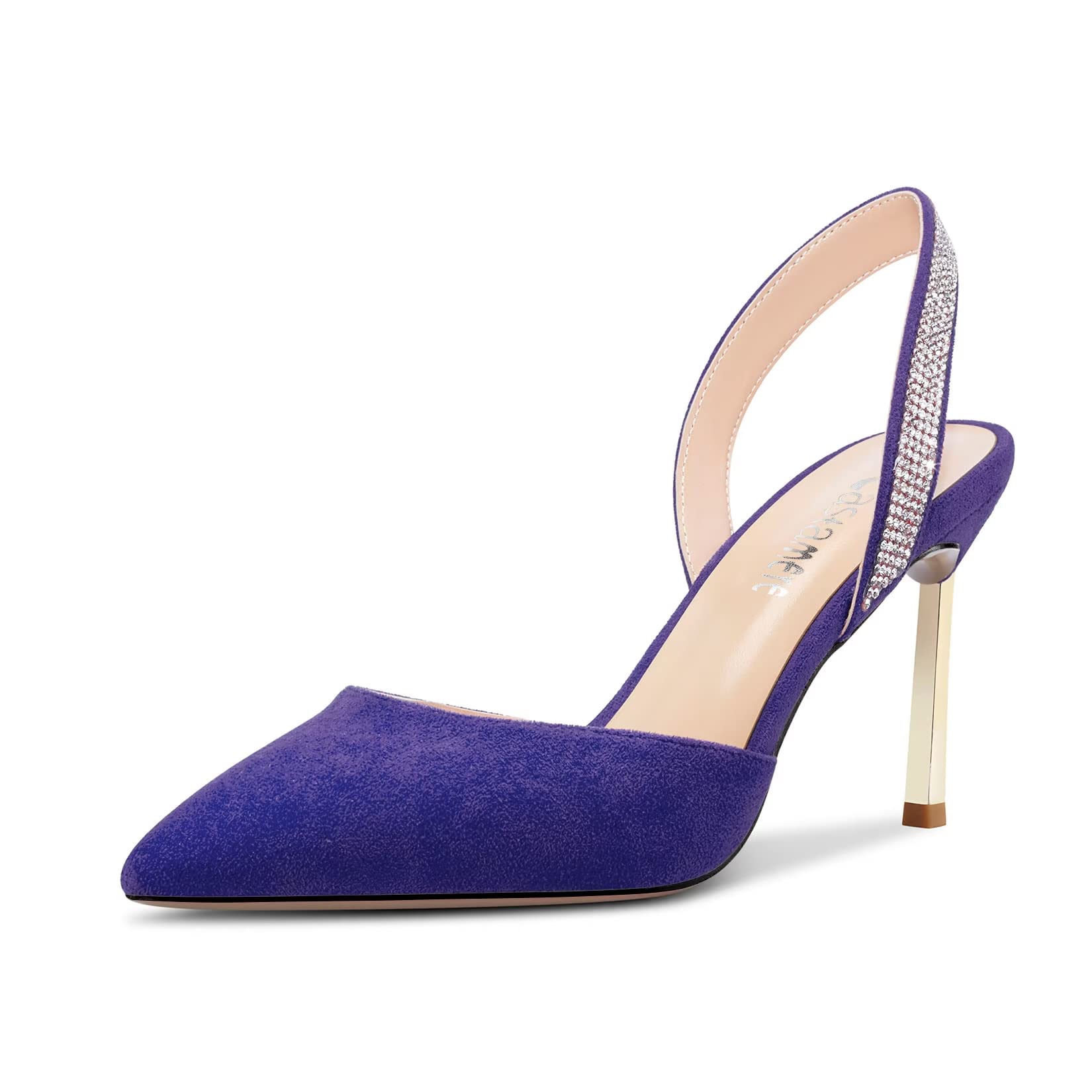 Castamere Women's High Heel Pointed Toe Pumps Slingback Slip-on Diamond Crystal 