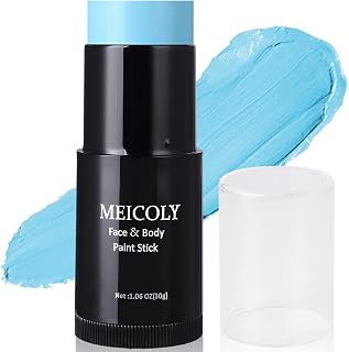 Light Blue Face Body Paint Stick(1.06 Oz),Baby Blue Face Paint Sadness,Sweatproof Waterproof Pale Blue Body Paint for Corpse Bride Halloween SFX Avatar Sally Makeup,Eye Black Stick