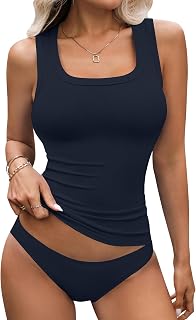 LYANER Women's Ribbed Knit Casual Tank Tops
