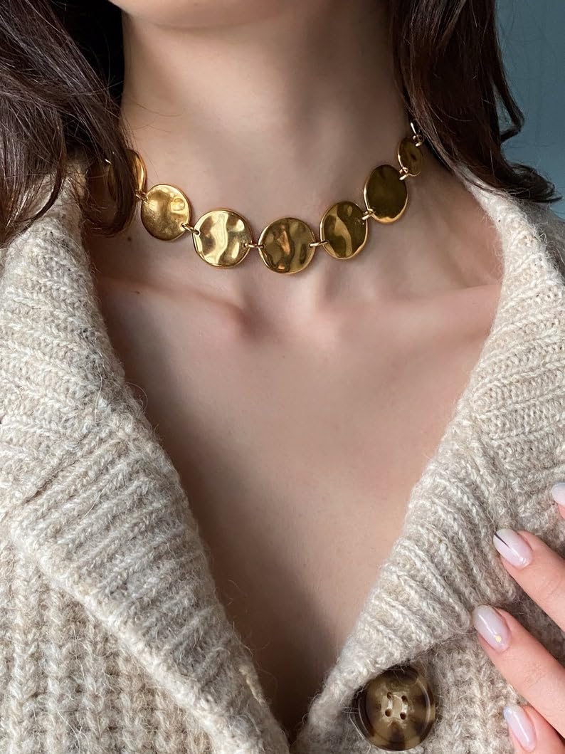 Chunky Gold Chain Necklace for Women Thick Link Statement Jewelry Adjustable Fas