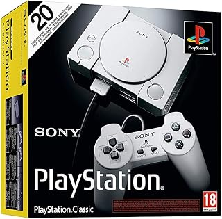 Sony Playstation Classic Console with 20 Playstation Games Pre-Installed Holiday Bundle, Includes Final Fantasy VII, Grand Theft Auto, Resident Evil Director's Cut and More