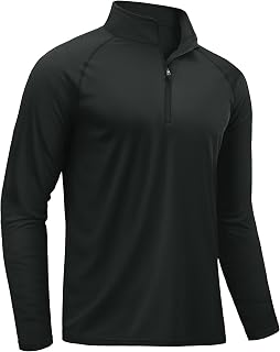TACVASEN Mens Long Sleeve T Shirt UPF 50+ Rash Guard 1/4 Zip Running Tops | Sun Protection Quick Dry Breathable Swimming Gym tee