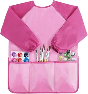Kids Art Smock, Toddlers Painting Apron Children Artist Smock | Waterproof Toddler Paint Smock With Long Sleeve and 3 Pockets for Age 3-6, Toddler Art Craft School Supplies