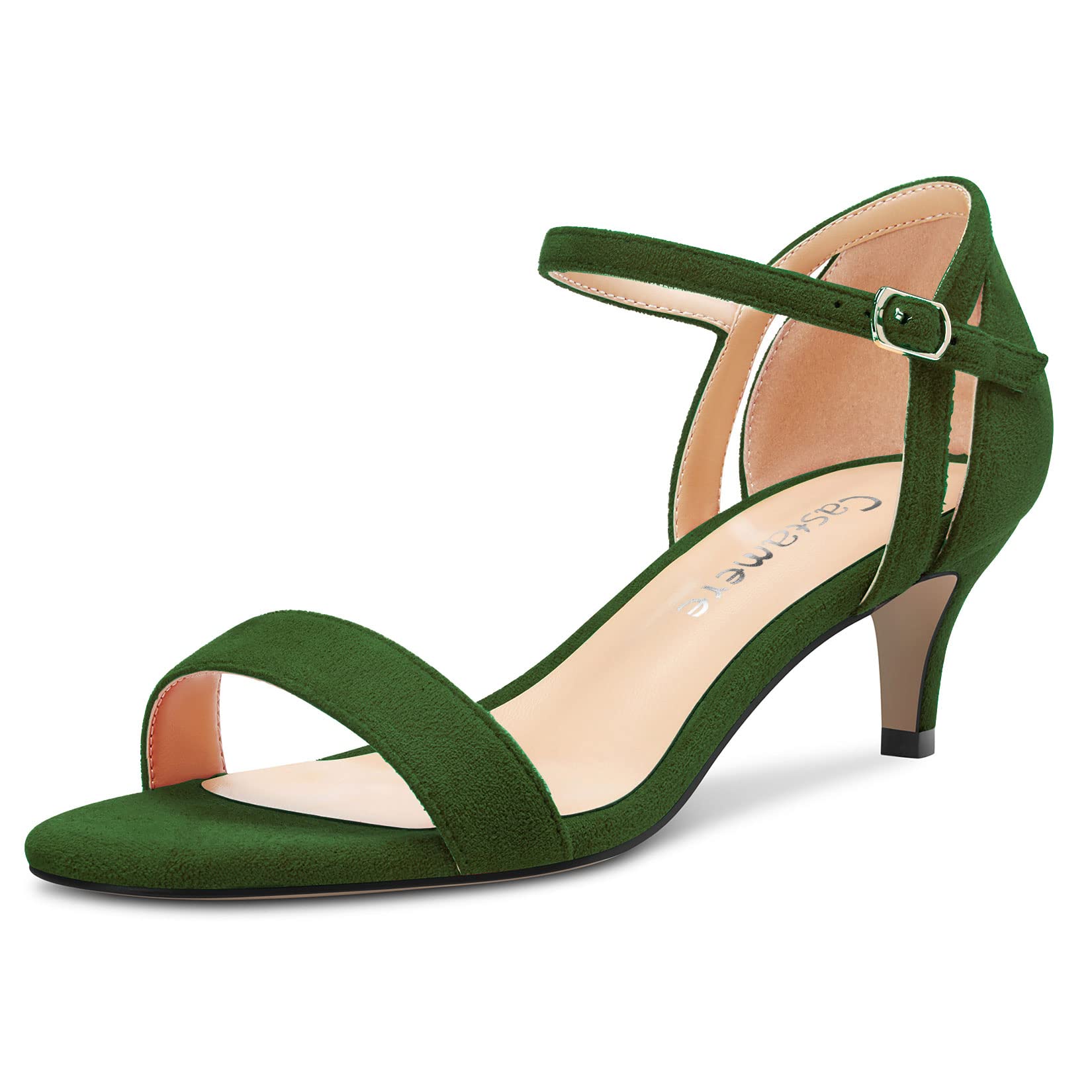 Castamere Women's Mid Heel Open Toe Strappy Ankle Sandals Wedding Dance 5 CM Hee