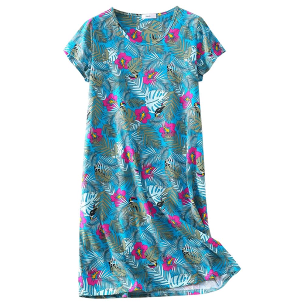 Ladies Cute Large Size Cotton Blend Short Sleeve Round Neck Pyjamas