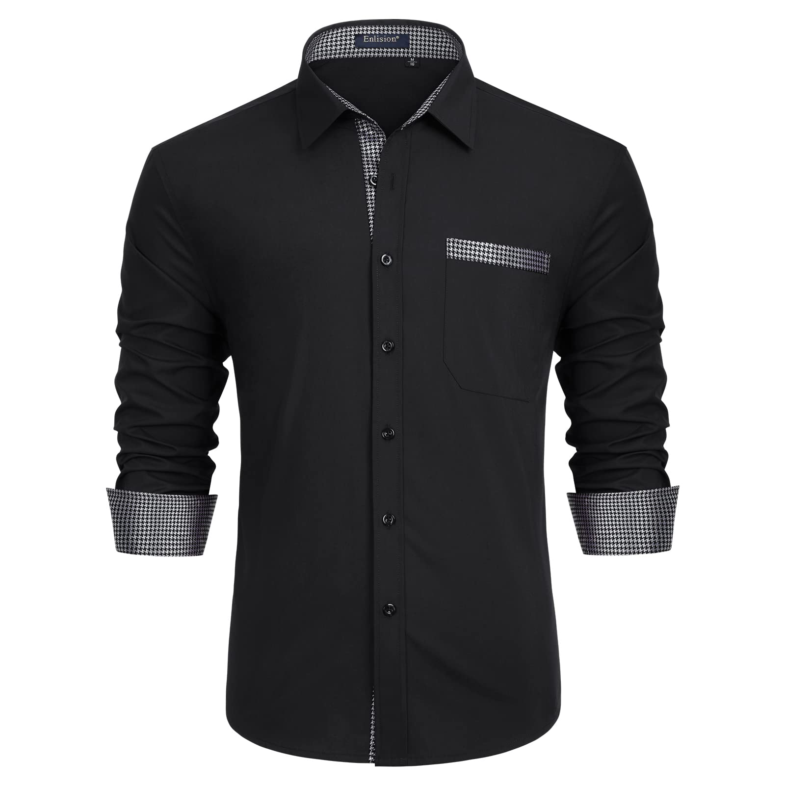 Enlision Men's Long-Sleeved Business Shirt, Regular Fit, Casual Shirt, Modern, W