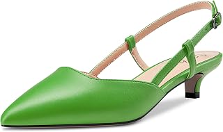 Aachcol Women's Low Heel Kittens Heel Pumps Pointed Toe Ankle Strap Slingback Dress Shoes Sandals Office Wedding Party Matte 3.5 cm