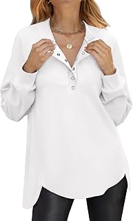 ANRABESS Sweatshirt for Women Oversized Henley Tunic Tops