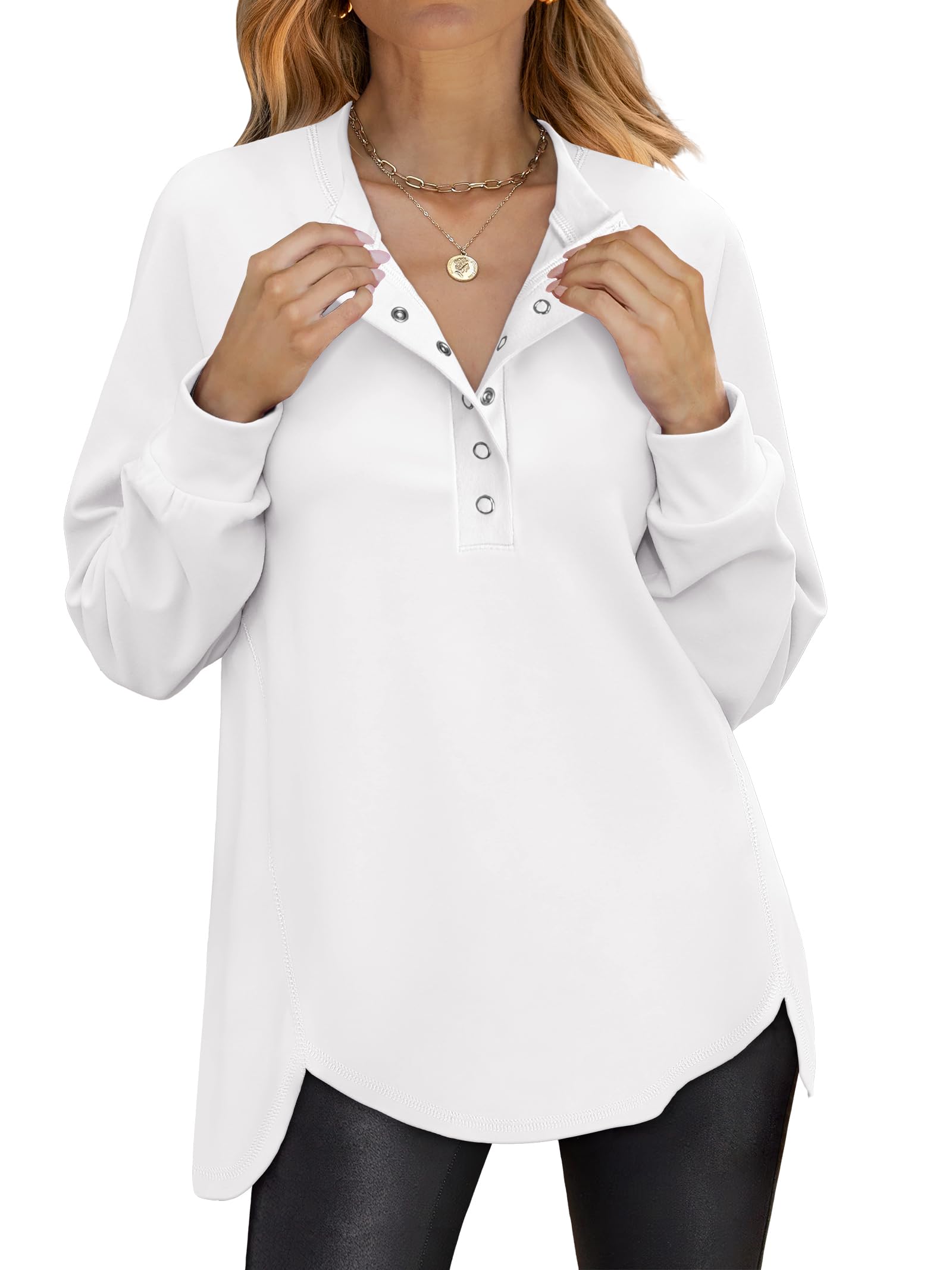 ANRABESS Sweatshirt for Women Oversized Henley Tunic Tops