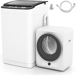 VCJ Portable Washing Machine and Dryer Set, 28lbs Fully Automatic Washer and 10lbs Portable Dryer with Stainless Steel Tub, Compact Washer and Dryer Combo for Apartment, RV, Dorm