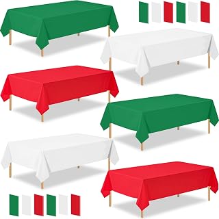 12 Pcs Red White Green Table Cloths, Christmas Plastic Tablecloths