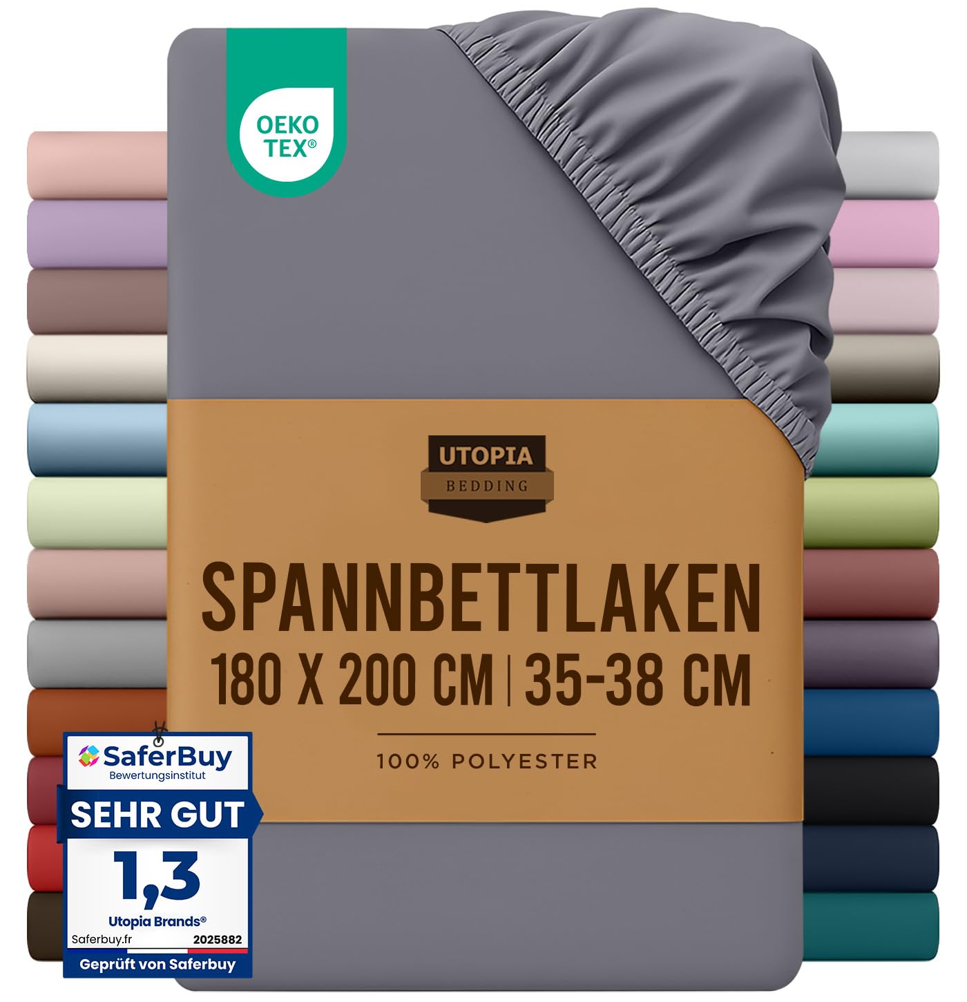 Utopia Bedding Fitted Sheet 180 x 200 cm Grey | 100% polyester microfibre fitted