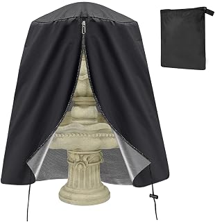 Apipi 40"D x 50"H Weatherproof Fountain Cover with Zipper & Drawstring | 420D Oxford Cloth Water Fountain Statue Protective Cover for Winter Outdoor Patio Garden
