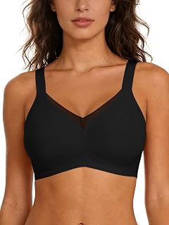 SHEKINI Soutien-gorge sans coutures pour femme - Sans armatures - Gros seins - Maintien fort - Col en V - Doux et lisse - Confort sans armatures - Soutien-gorge de sport - Soutien-gorge rembourré