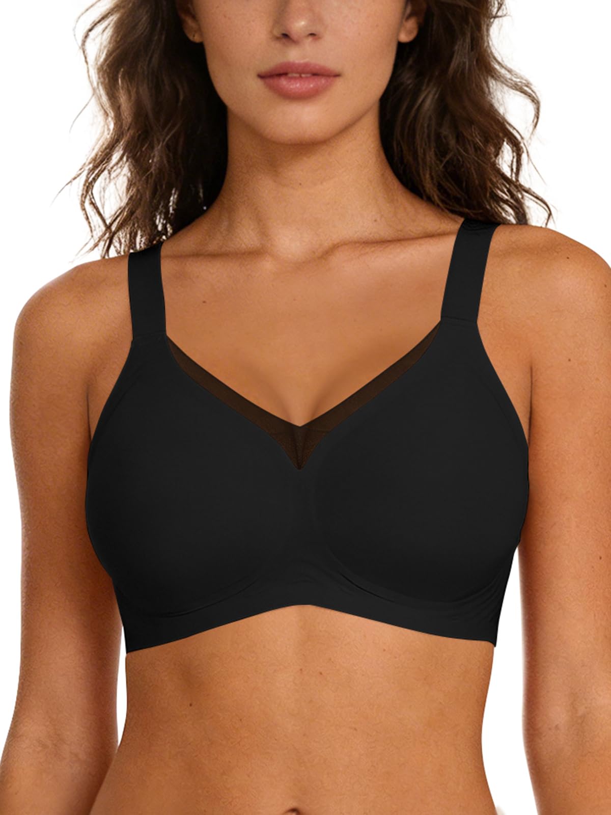 SHEKINI Soutien-gorge sans coutures pour femme - Sans armatures - Gros seins - M