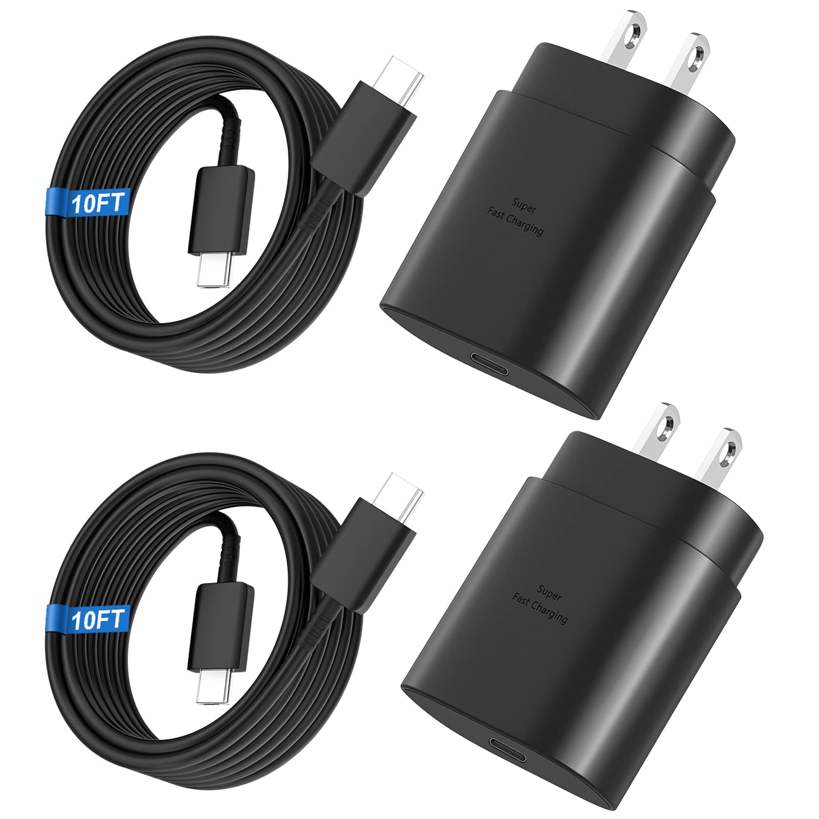 Super Fast Charger Type C, 25W USB C Wall Charger Fast Charging 10FT Cable | And
