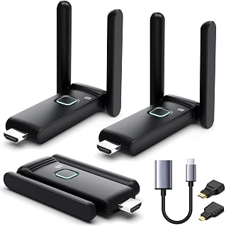 Wireless HDMI 2 Receivers and Transmitter,Up to 6 RXs,No Hot,Plug and Play | 2.4/5.8GHz Wirelessly Casting to Multiple Screens,50M/165FT,Wireless HDMI Splitter for TV/DSLR Camera/Projector/Laptop/PC