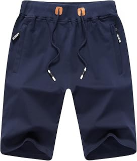 JustSun Mens Shorts Casual Sports with Elastic Waist Zipper Pockets