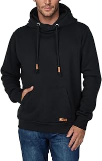 Riverso Julian Men's Hooded Pullover / Hoodie / Sweatshirt with Hood and Kangaroo Pocket, Cross-Over Collar, Regular, Cotton, Grey / Green / Red / Blue / Black, S / M / L / XL / 2XL / 3XL / 4XL / 5XL