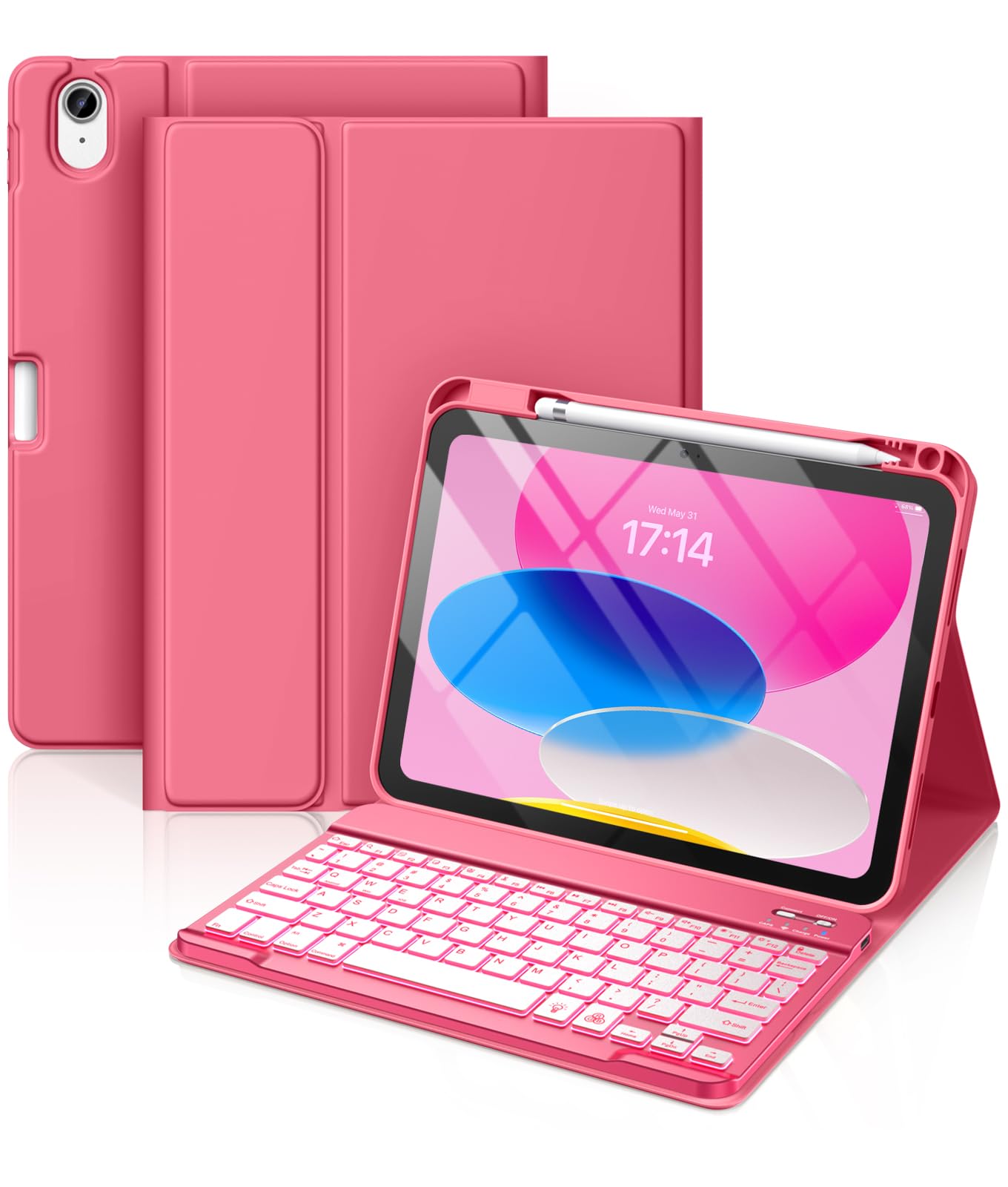 Hamile for iPad A16 11th 10th Generation Case with Keyboard - Wireless | Backlit