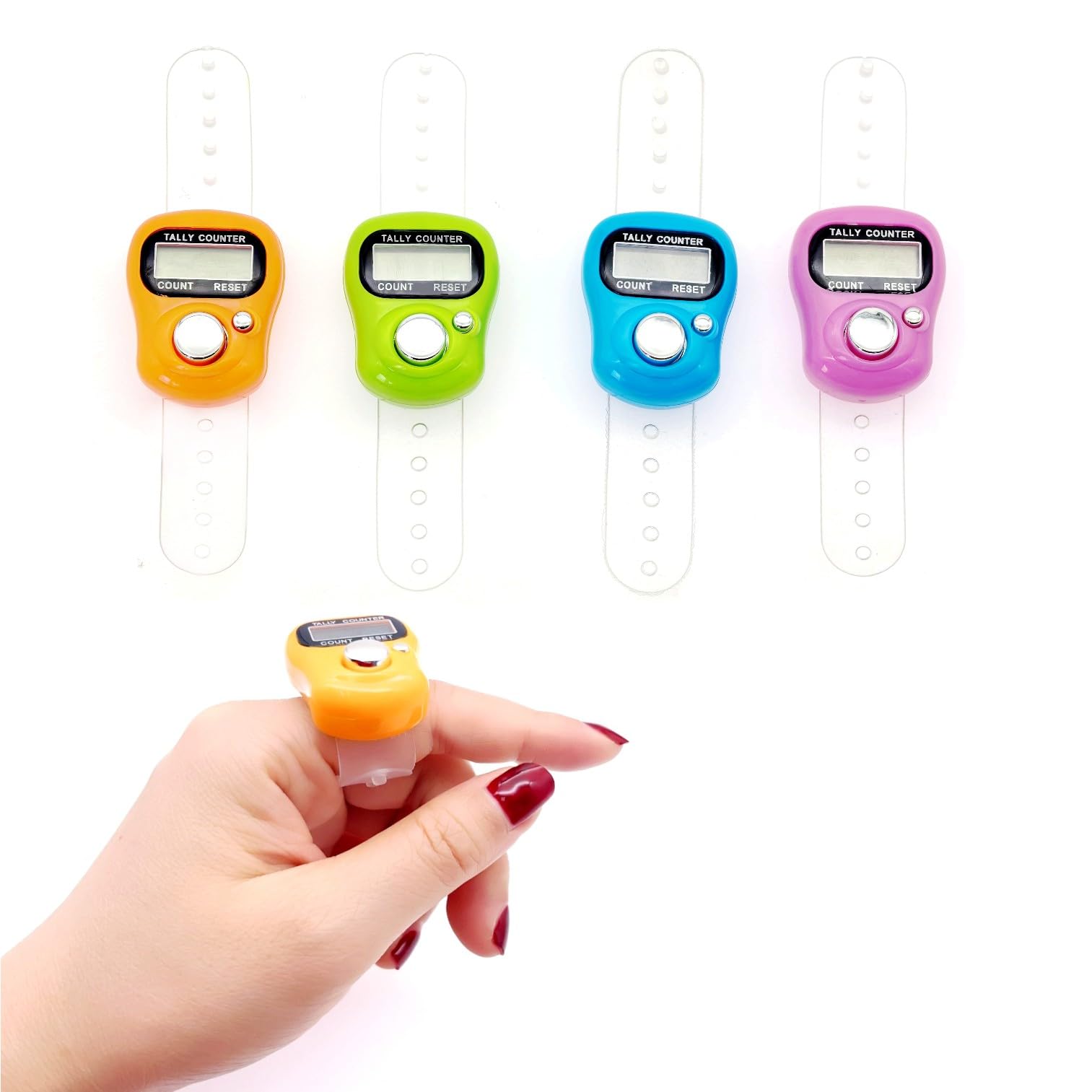 JZK 4x LCD display digital finger tally counter clicker, electronic stitch count