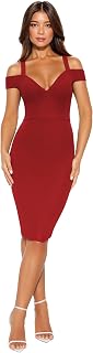 Hybrid & Company Women's Elegant V Neck Bodycon Dress