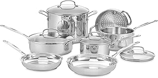 Cuisinart Chef's Classic Stainless Steel Pots and Pans Set, 11 pc, 77-11G | Induction cookware compatible with all stovetops, tri-ply base, cool-grip handles, nontoxic cookware set, oven safe 550°F