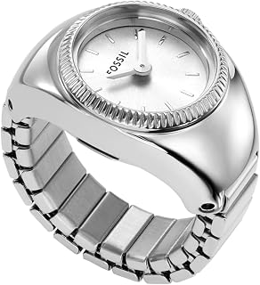 Fossil Women's Quartz Stainless Steel Two-Hand Watch Ring, Color: Silver (Model: ES5245)