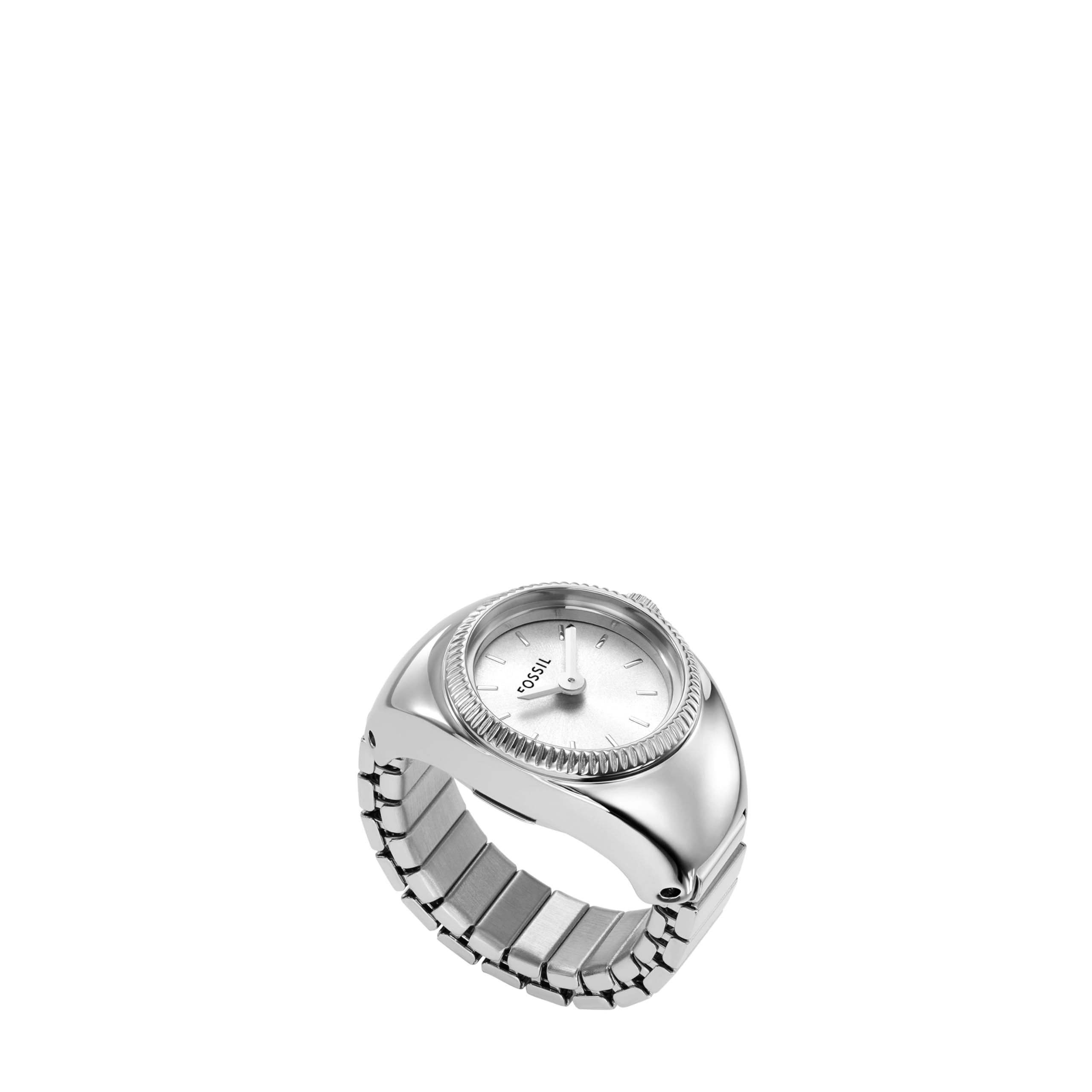 Fossil Women's Quartz Stainless Steel Two-Hand Watch Ring, Color: Silver (Model: