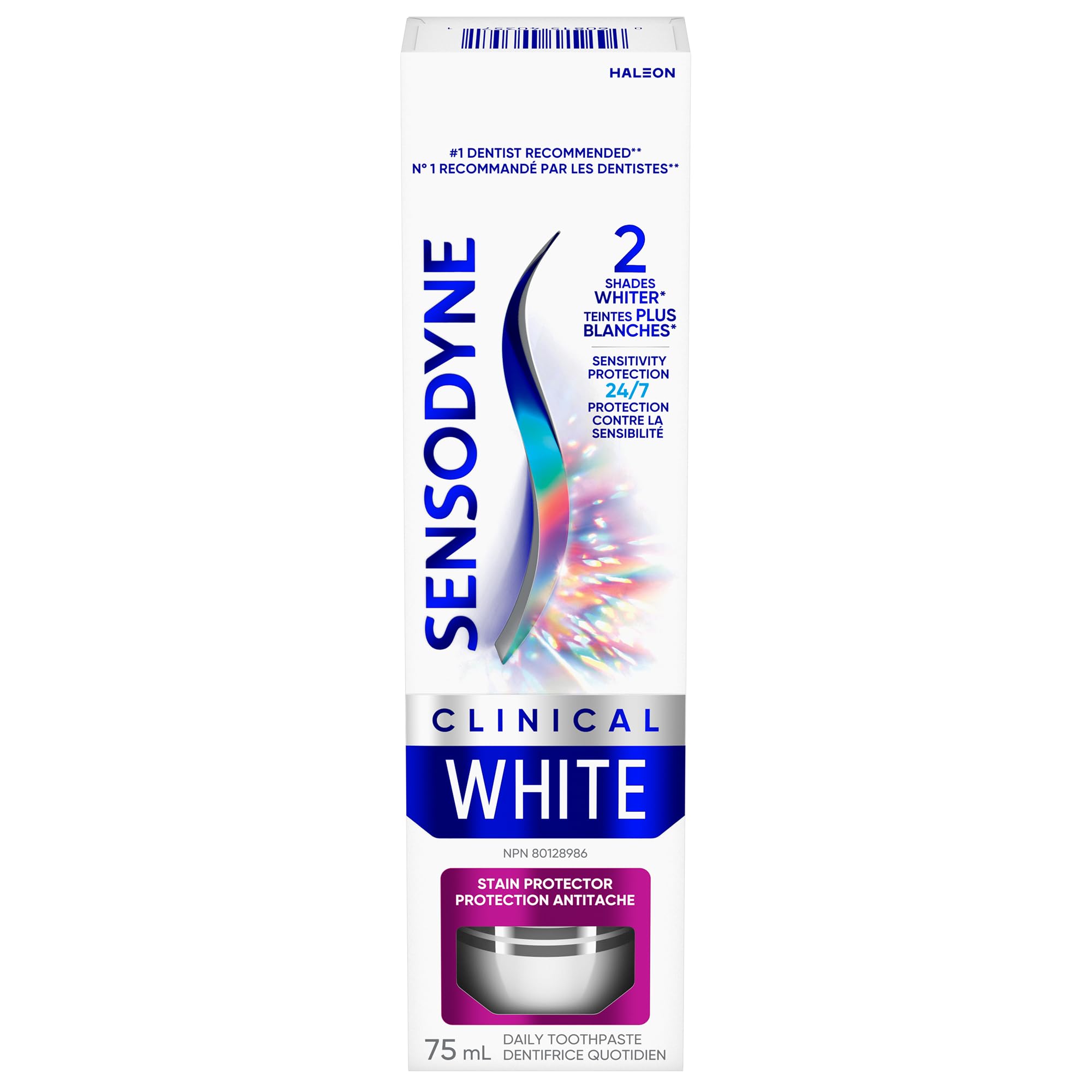 SENSODYNE Clinical White Toothpaste, Sensitivity Protection, Stain Protector, 75