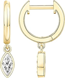 PAVOI Dainty Huggie Earrings, 925 Silver, Yellow Gold, Size 13 Millimeters