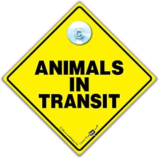 Animals in Transit Sign, Animal On Board Sign, High Visibility Suction Cup Vehicle Notice 14cm