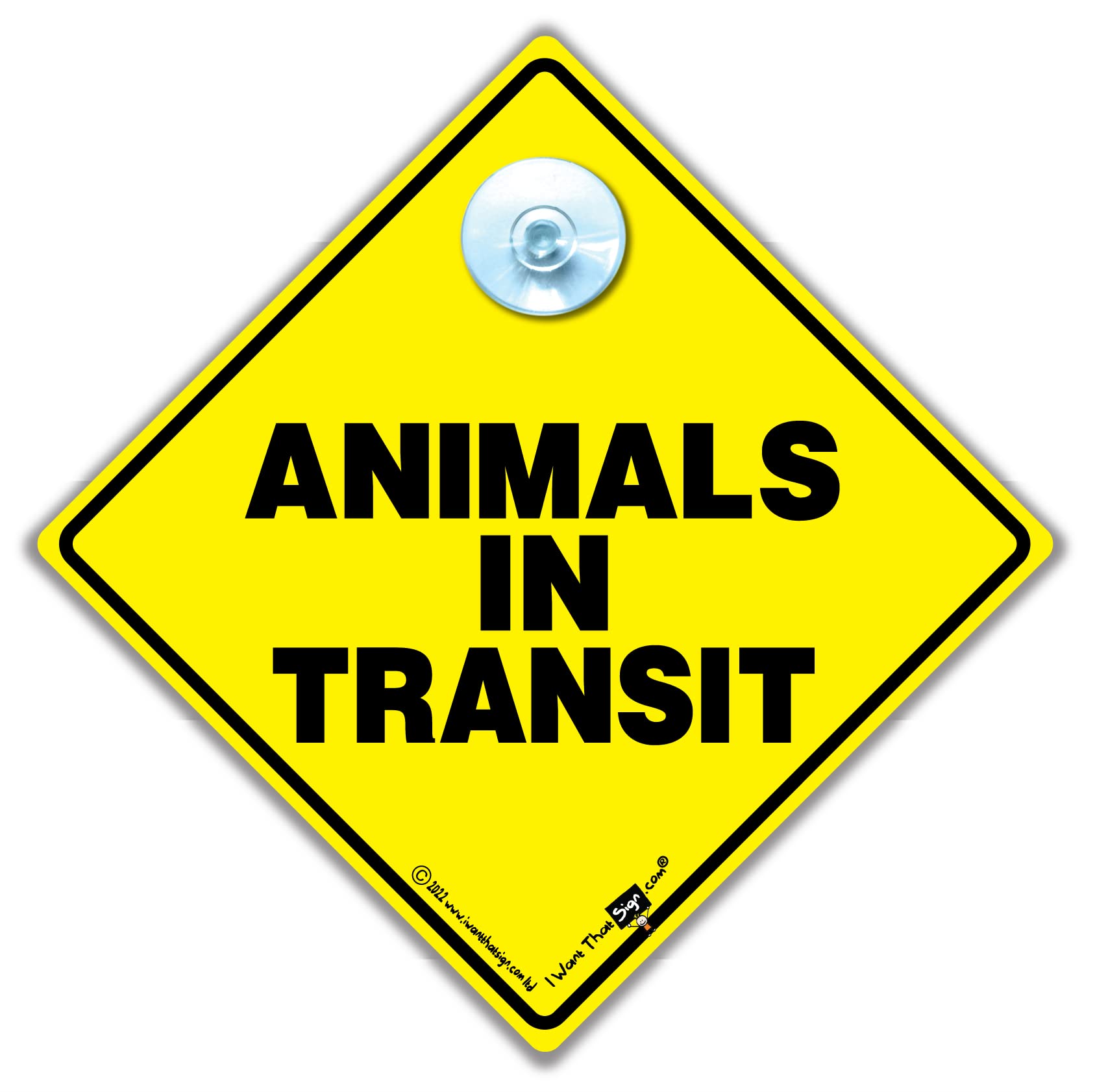 Animals in Transit Sign, Animal On Board Sign, High Visibility Suction Cup Vehic