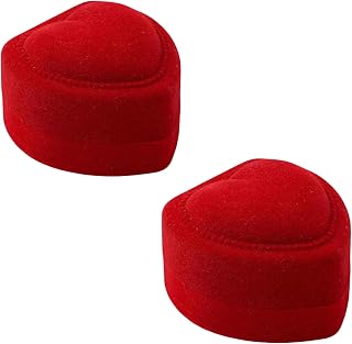 2 Pieces Red Velvet Heart Shaped Wedding Ring Boxes Anniversary Earrings Valentine's Day Gift Box Small Valentine's Day Gift Box