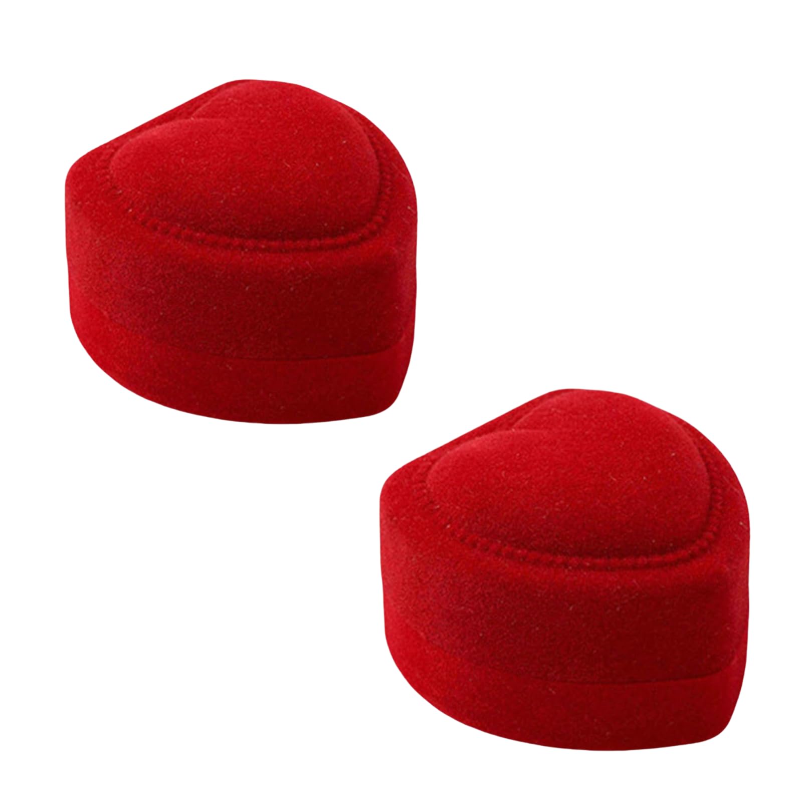 2 Pieces Red Velvet Heart Shaped Wedding Ring Boxes Anniversary Earrings Valenti