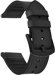 Fullmosa Uhrenarmband 22mm Leder mit Silikon Armband für Damen Herren