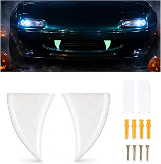 BILEKSU 2PCS Car Fangs Halloween Car Decorations,Luminescent Fangs for Cars | Sizes 3.54"x2.55",Weatherproof,Paintable Surface,Adhesive Backing &amp; Screw Mount,as Gift for Friends
